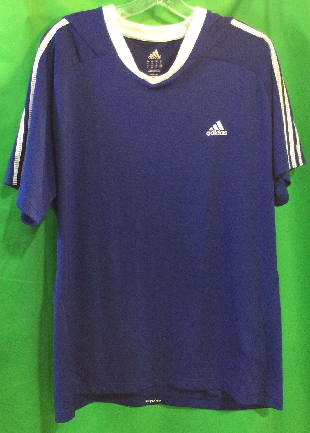 The Kennedy Collective Thrift Adidas Blue with White Stripes On Both Sleeves T Shirt Size XL Men s