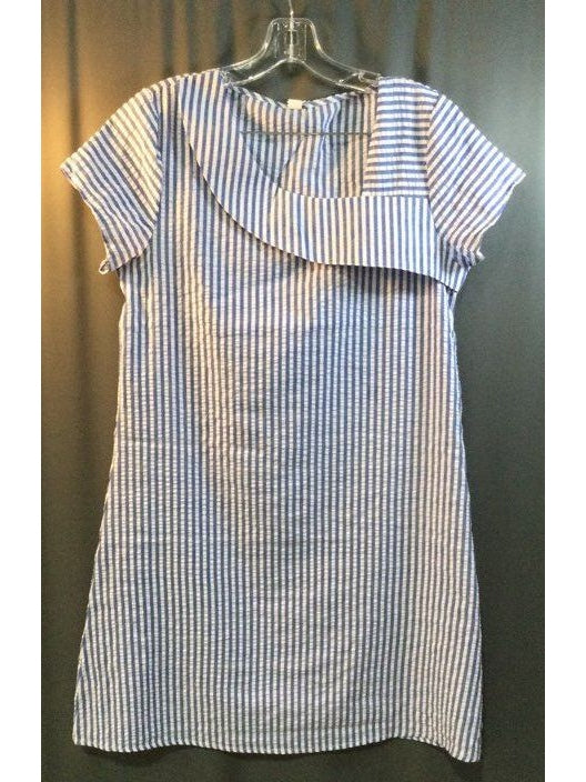 Blue and White Stripes Women's Dress - Size Medium