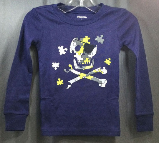 GYMBOREE Blue Green & White Skull & Crossbones Long Sleeve Size 5 Kid's - Boy's