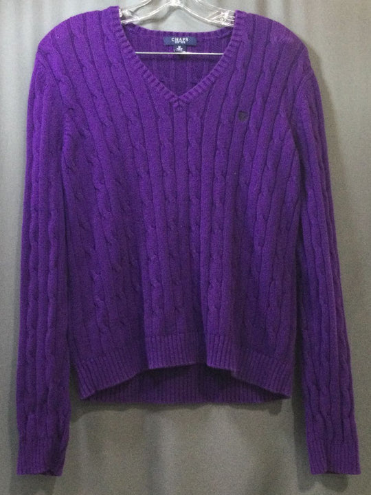 CHAPS Women's Purple Striped Sweater Long Sleeve - Size M - Medium