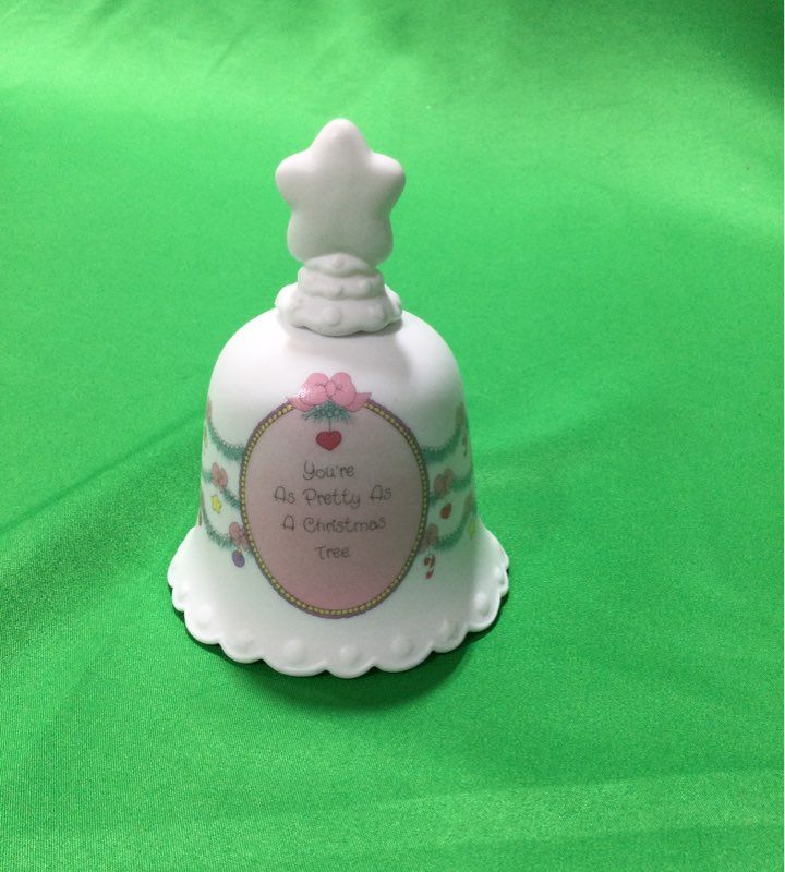 Enesco White Floral Figurine Porcelain Bell In Box