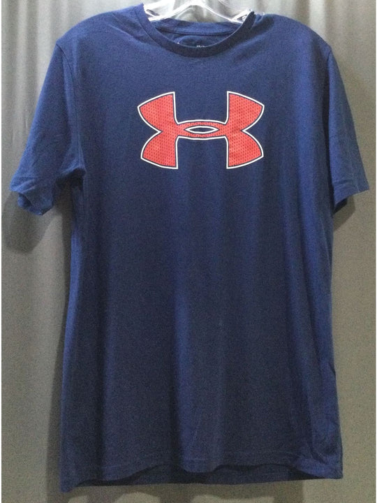 Under Armour Blue and Red Logo Men's T-Shirt - Size MD/Medium