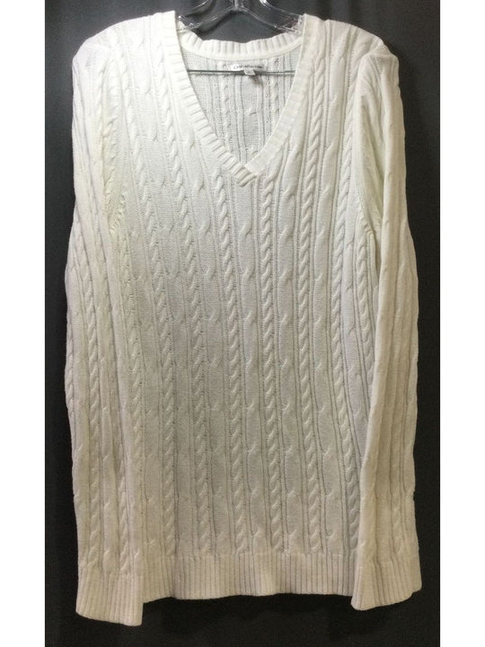 Croft & Barrow Women's White V-Neck Sweater Long Sleeve - Size L