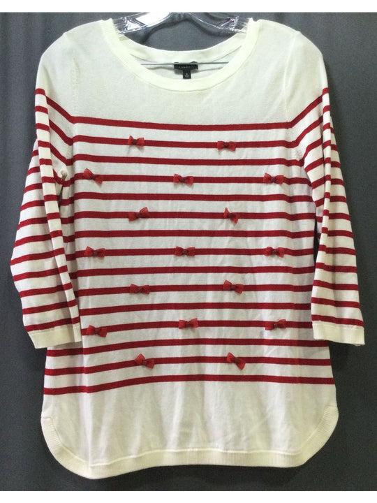 Talbots Red and White Striped with Red Bows Women's T-Shirt - Size S - Small