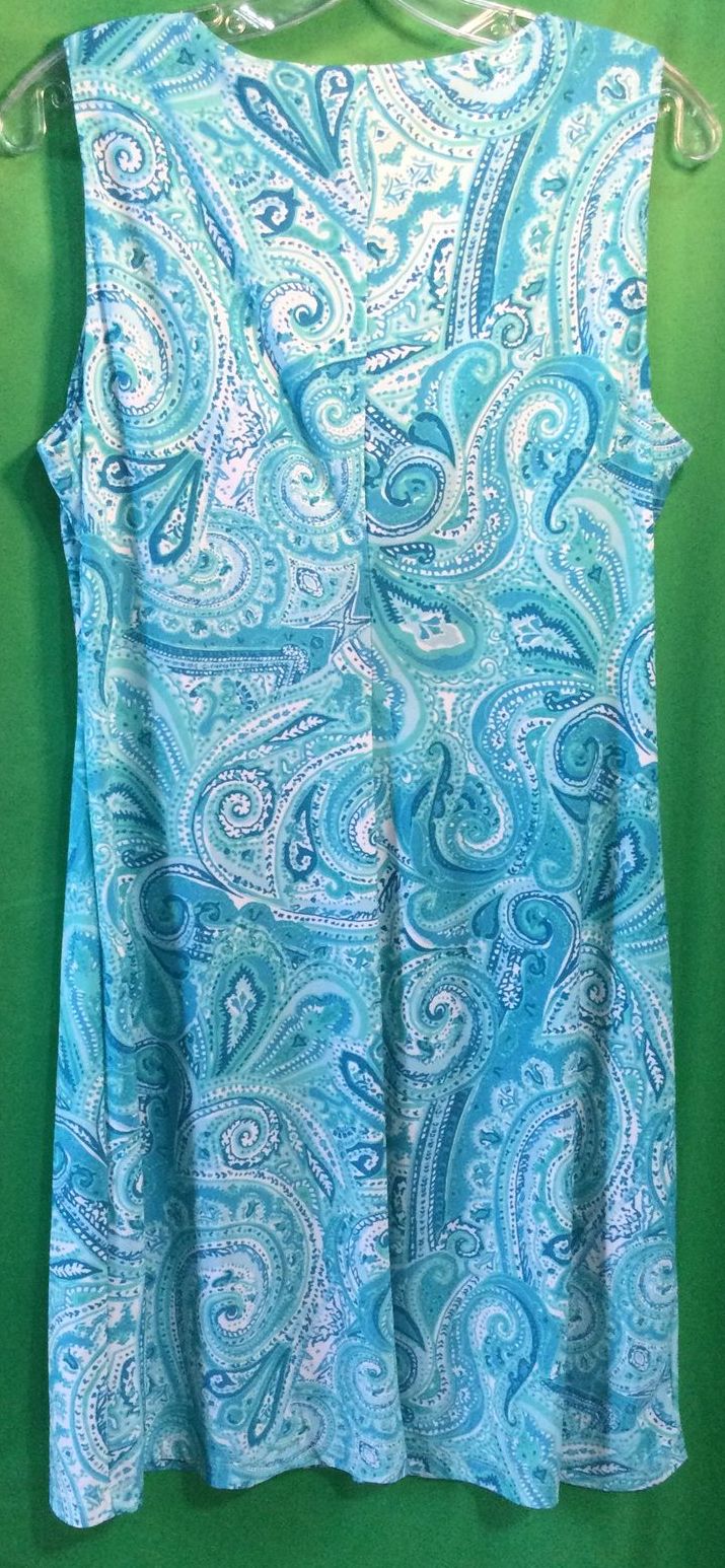 Tommy Hilfiger Blue, Green and White Paisley Print Formal Dress Size 12 - Ladies