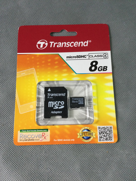 Transcend MicroSDHC Class 4 - 8 GB Computer Chip - New in sealed Paper Case