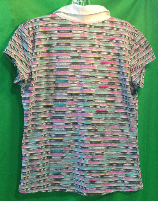 Andria Lieu by Signatures Pink Rainbow Striped T-Shirt Size Medium - Ladies