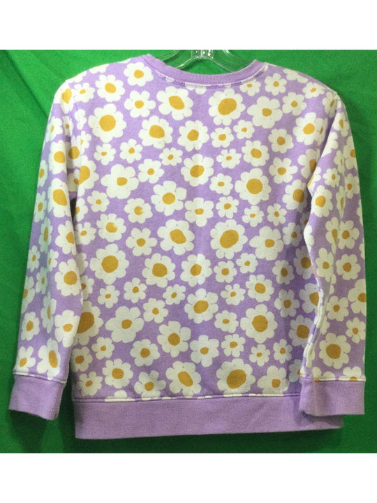 Cat & Jack Girl's Purple and White Flowers Sweater Long Sleeve - Size L (10-12)