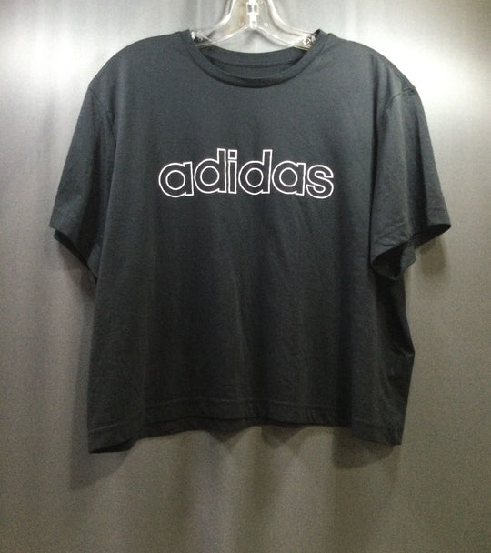 Adidas Black and White Polyester T-Shirt - Size XL - Ladies