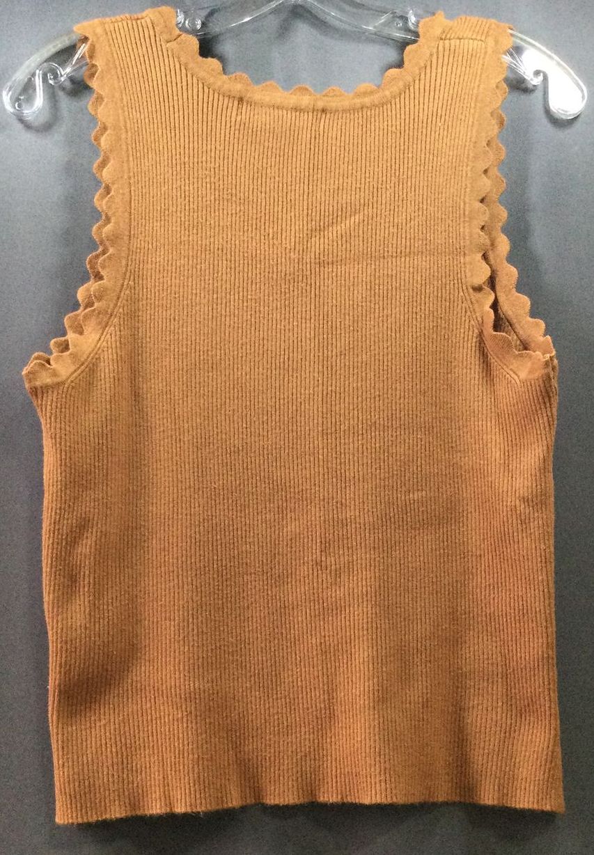 Marled Reunited Clothing Brown Striped Rayon Tank Top - Size Large - Ladies