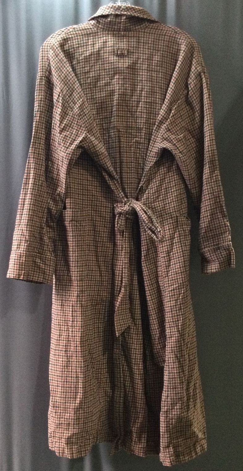 Nautica Sleepwear Red & Green Check Cotton Long Sleepwear Robe Size Large Men's