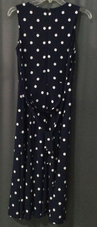 Anne Klein Blue\White Dots Casual Dress - Size 8