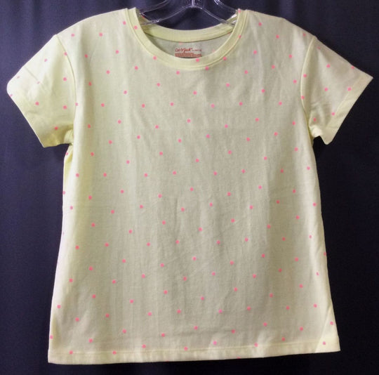 Cat & Jack Girl's Yellow and Pink Polka Dots T-Shirt - Size L (10/12)