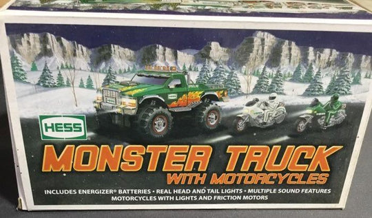 Hess Plastic Green Orange Yellow Hess Monster Truck With Motorcycles