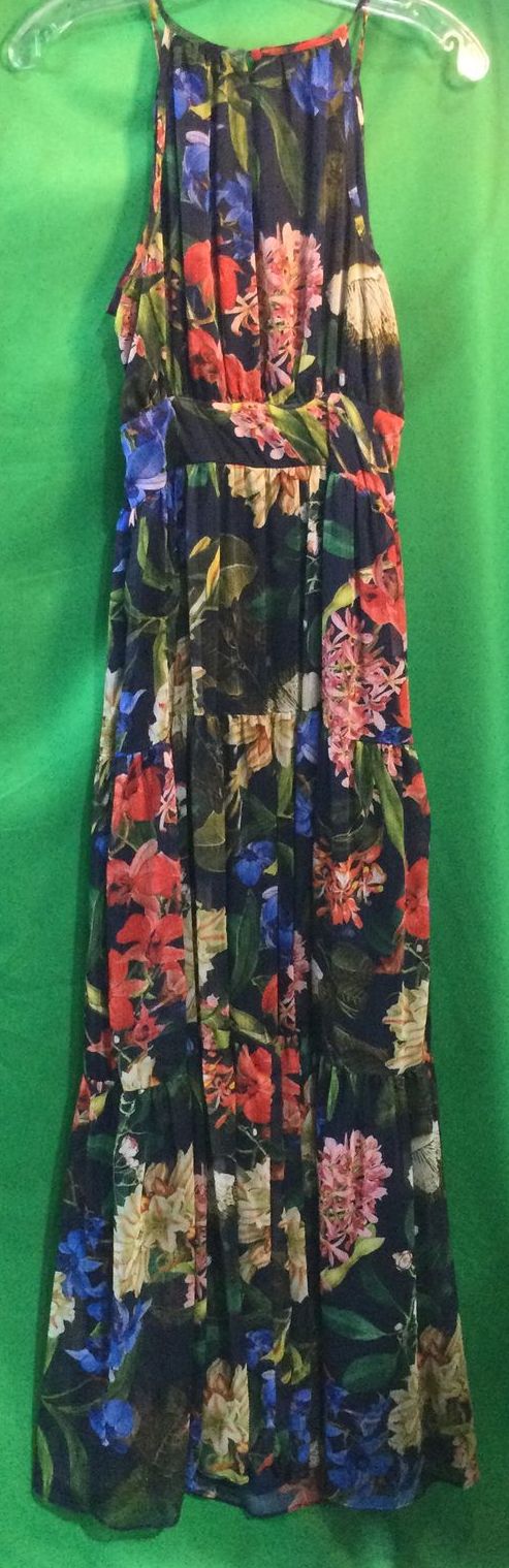 Gibson Latimer Blue Multicolored Flower Formal Dress - Size Small - Ladies