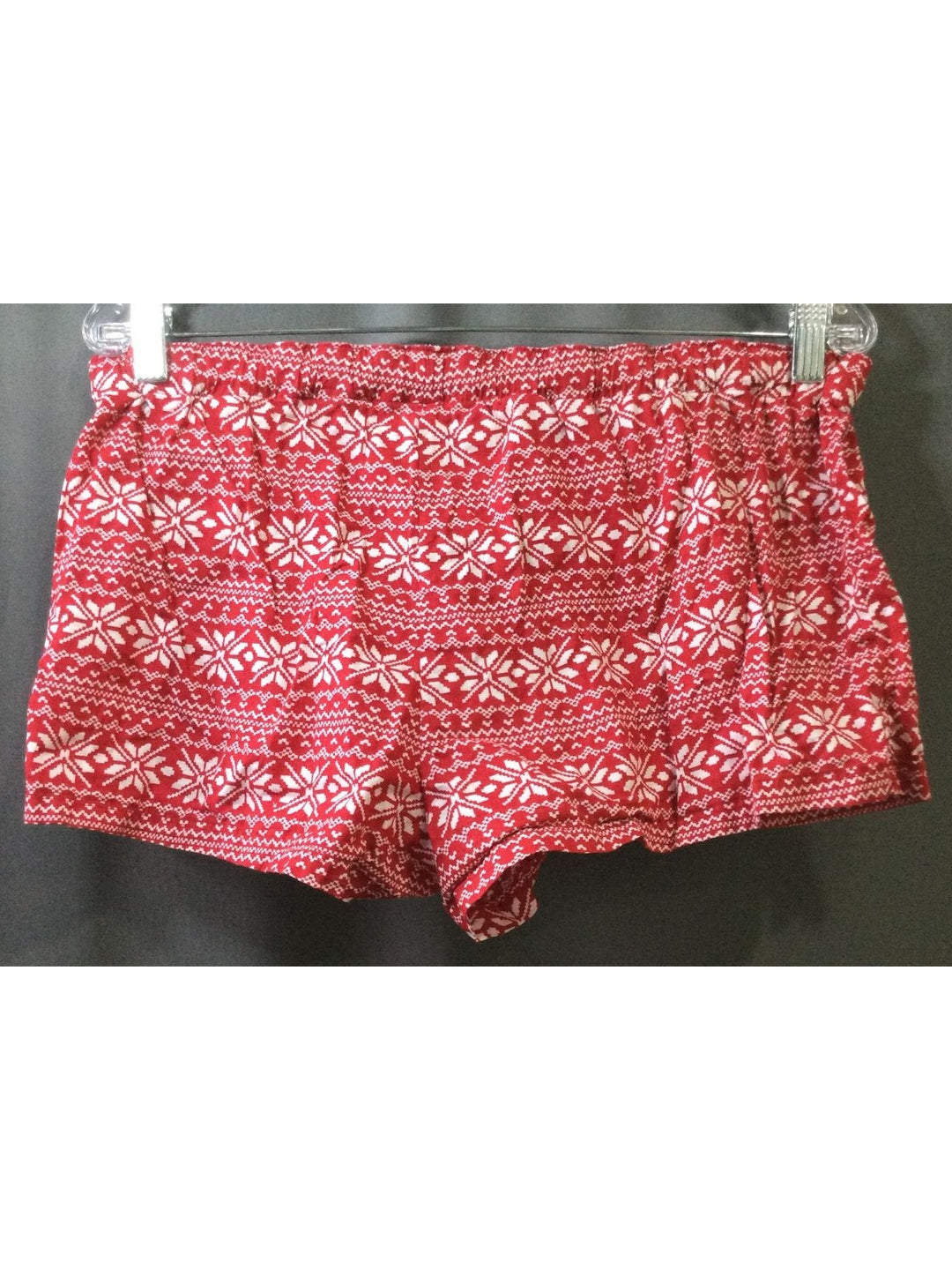 Aerie Women's Red and White Snowflake Sleep Pajama Shorts - Size L/G