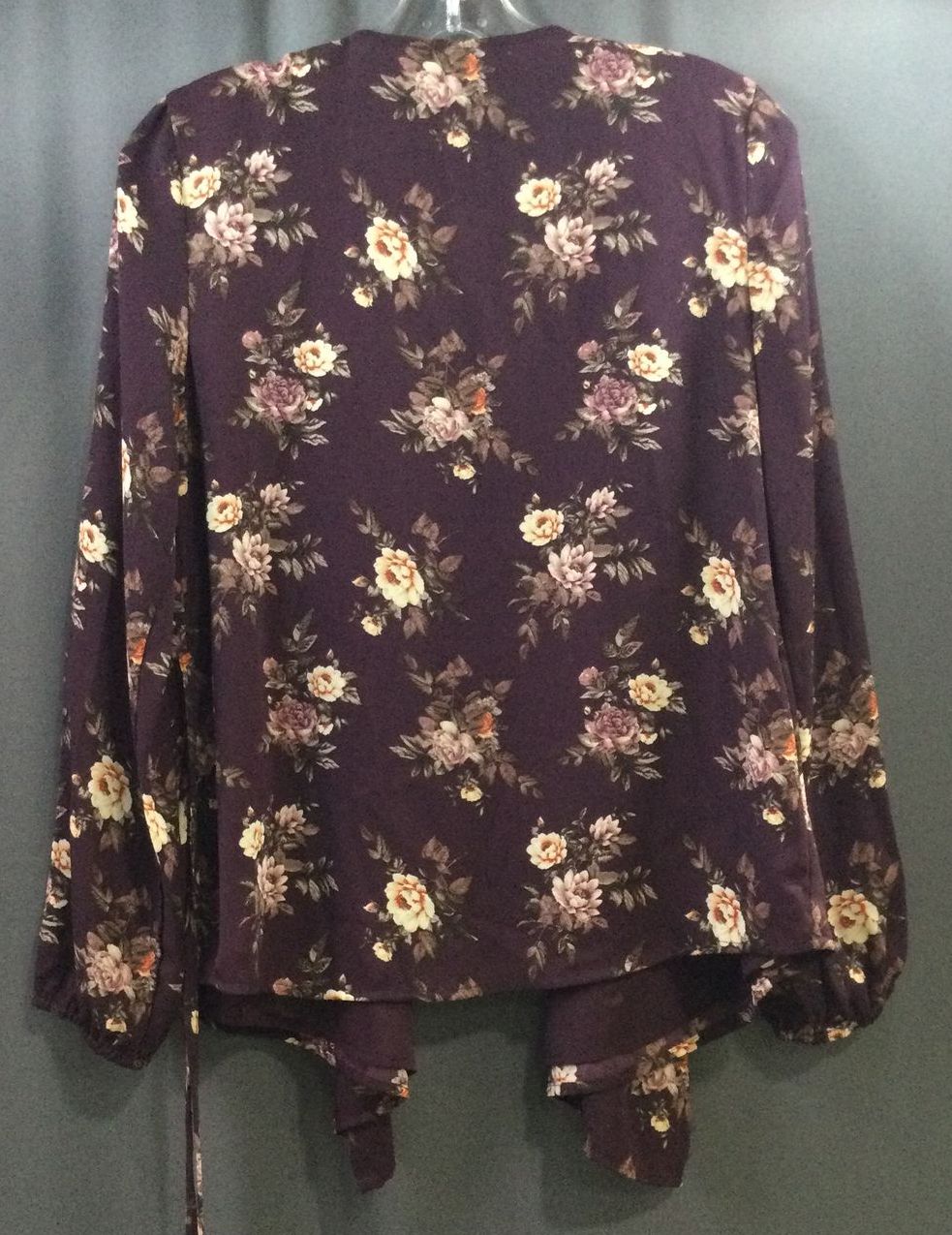 Forever 21 Plum/Purple & Cream Floral Long Sleeve - Size Small - Ladies