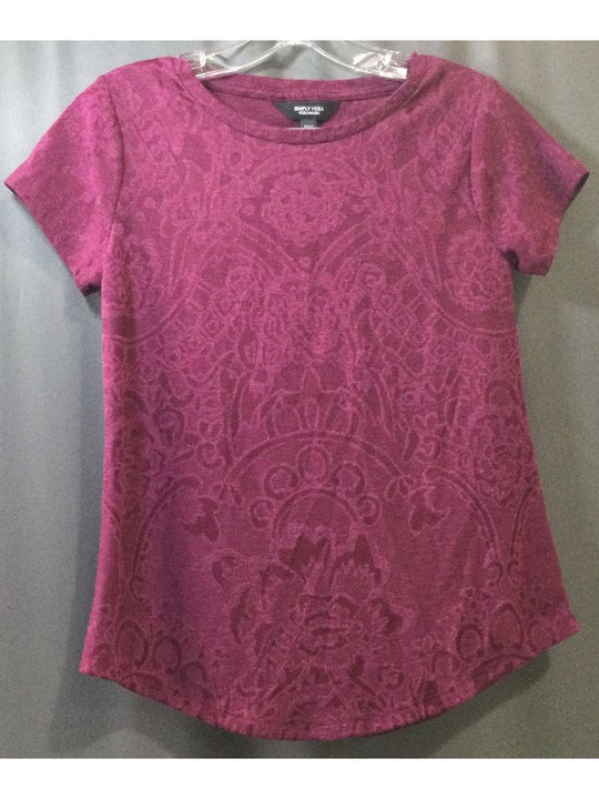 Simply Vera Vera Wang Women's Purple Floral T-Shirt - Size PXS