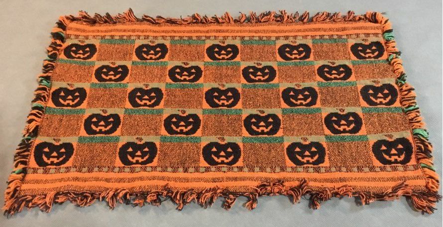 4 Medium Orange and Black Pumpkin Placemats