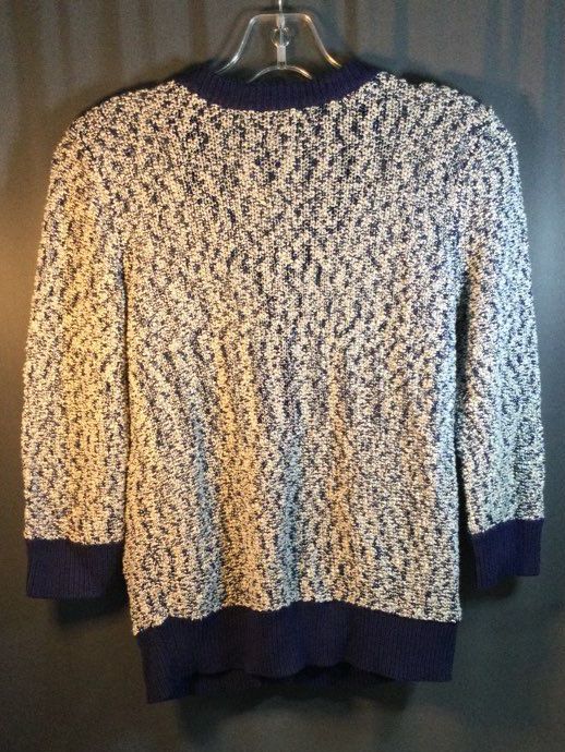 Ann Taylor White and Blue Women's Sweater - Size S