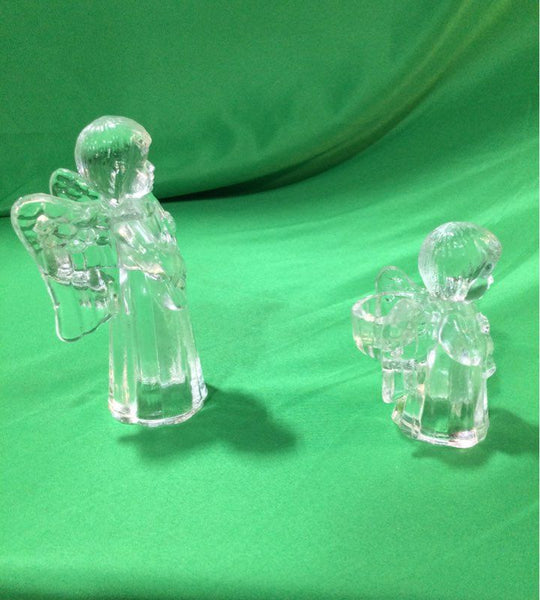 Clear Glass Angels Candle Holders