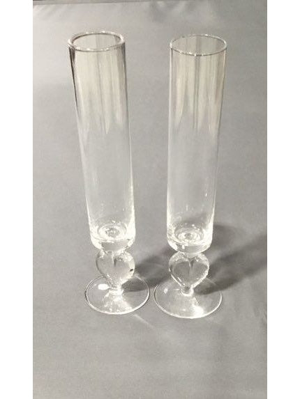 Medium Glass Flutes With Hearts