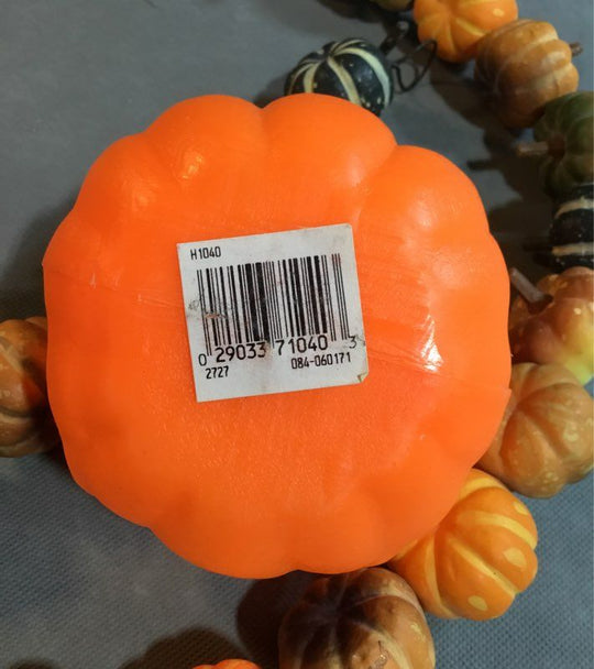 Small Plastic and Wood Orange and Yellow Pumpkin Decorations