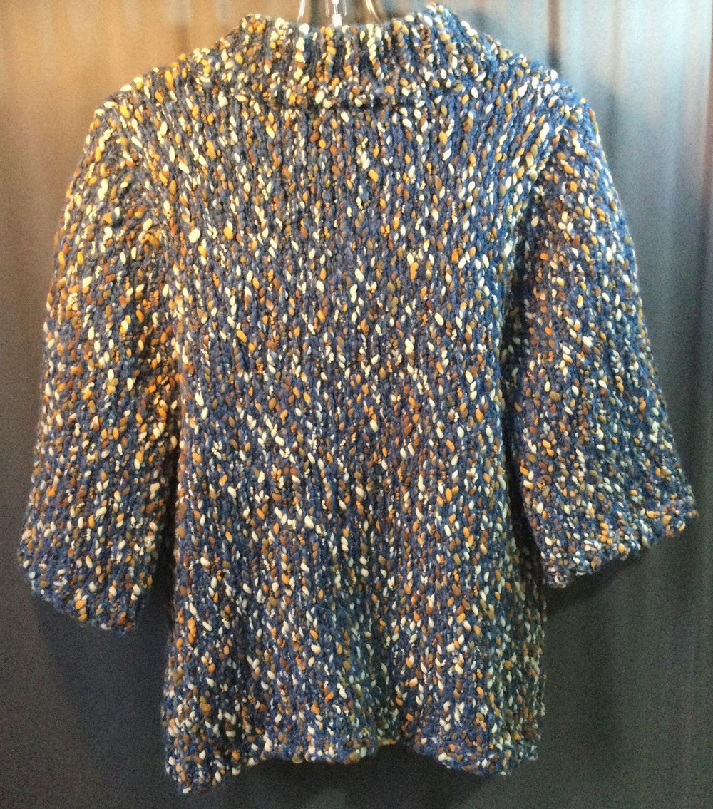 Liz Claiborne Blue, Orange & White Multicolored Knit Jacket - Size Medium Ladies