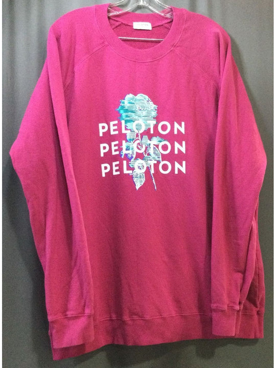 Peloton Pink, Green and White Flower Sweater - Women's Long Sleeve - Size XL