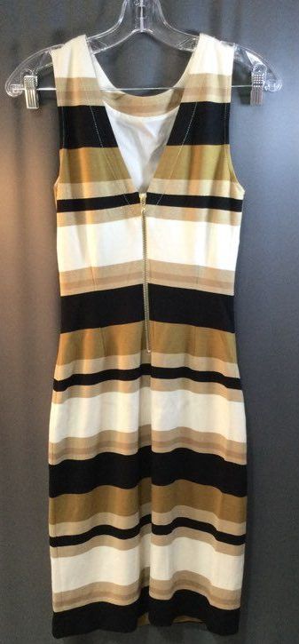 Banana Republic White and Black Stripes Women's Dress - Size Tall 4