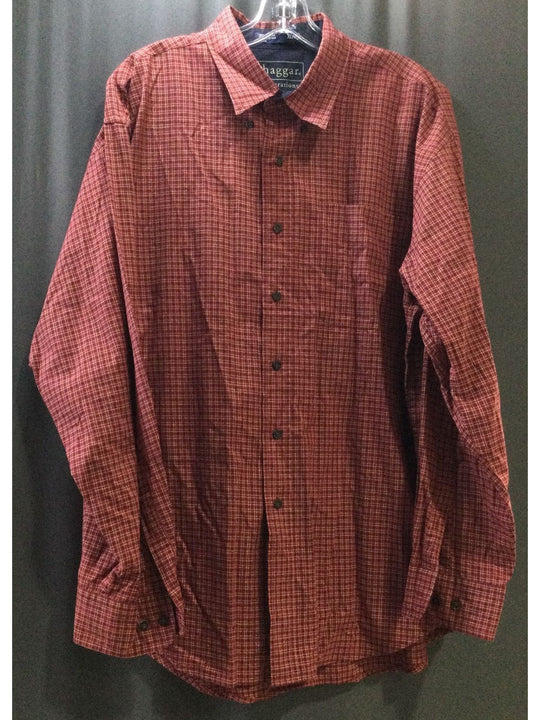 Hagger Generations Red Checked Button Up Long Sleeve - Size XL - Men's