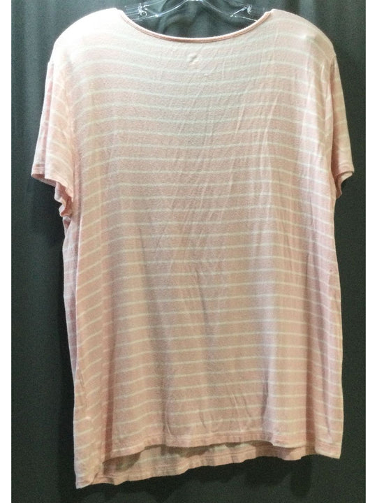 SO Pink and White Striped T-Shirt - Size Large - Junior's