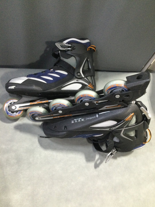 Blue, Black and White Rollerblades with Accessories - Unisex - 9 Piece Set - In Box