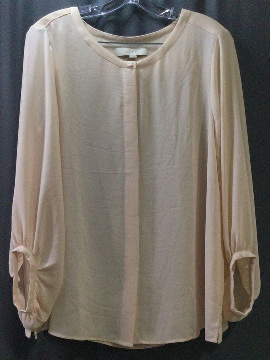 Ann Taylor Loft Long Pink Buttoned-Up Blouse Long Sleeved - Size Large - Ladies