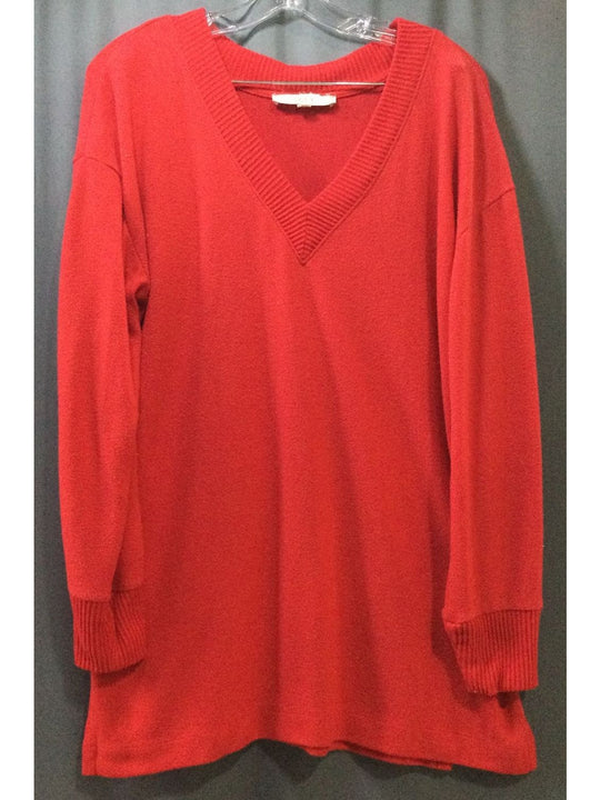 LOFT Women's Red Long Sweater Long Sleeve - Size L - Large