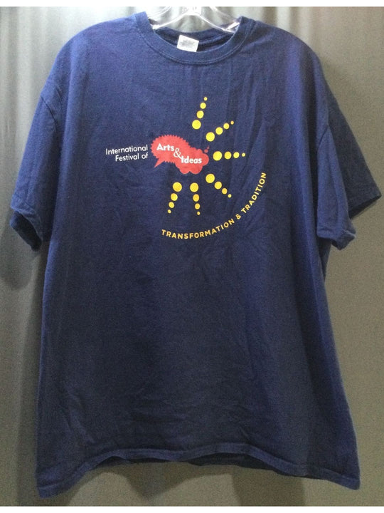 GILDAN Blue, Red and Yellow Print T-Shirt - Size XL - Men's