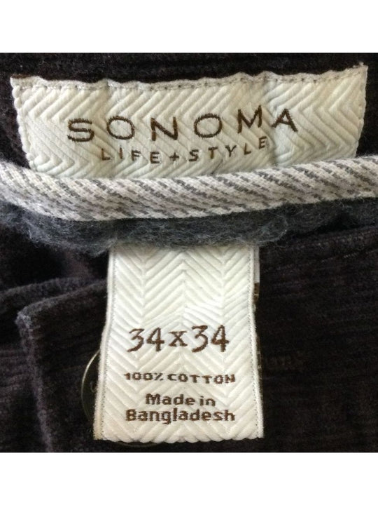 Sonona Life + Style Women's Long Brown Striped Jeans Pants - Size 34 X 34