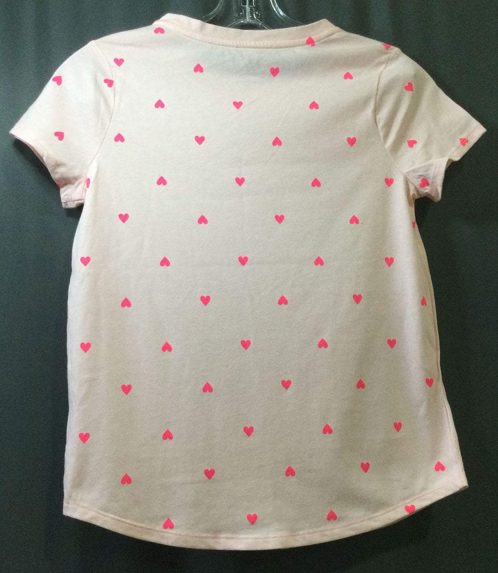 Cat & Jack Girl's Pink with Small Pink Hearts on T-Shirt - Size L (10/12)