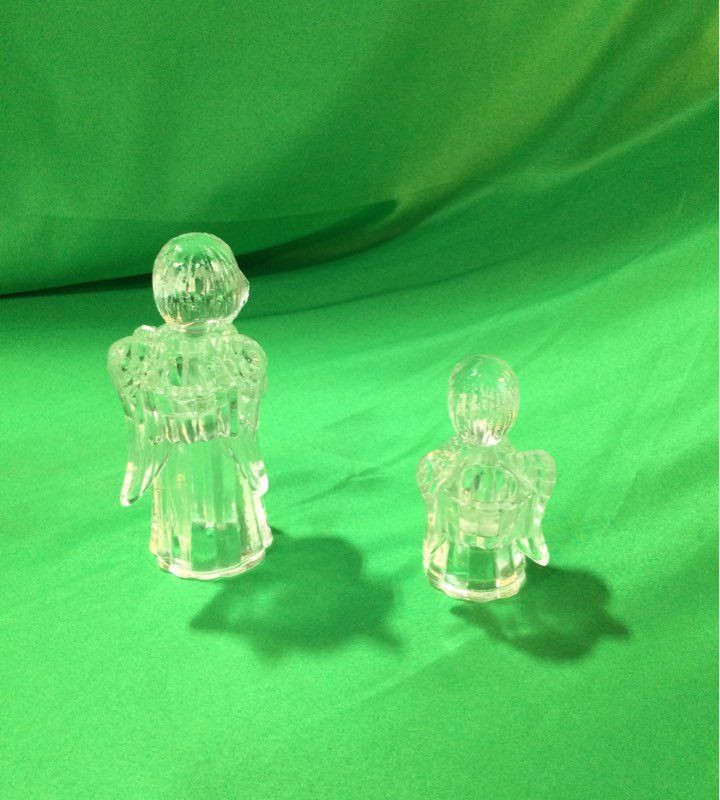 Clear Glass Angels Candle Holders