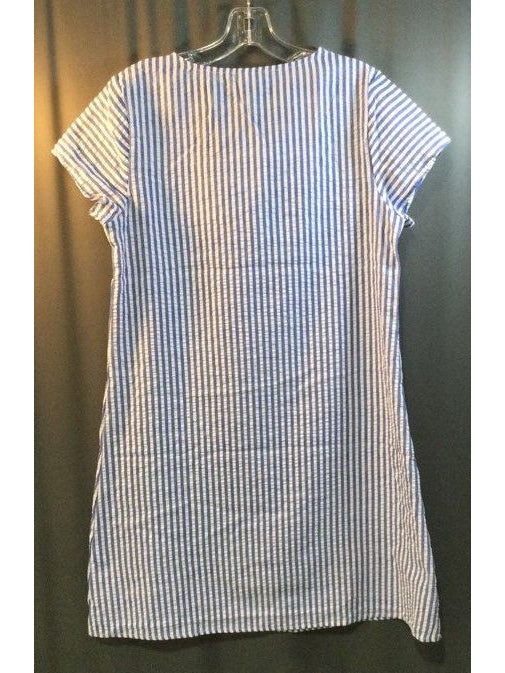 Blue and White Stripes Women's Dress - Size Medium