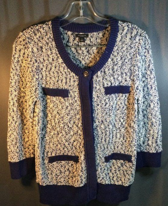 Ann Taylor White and Blue Women's Sweater - Size S