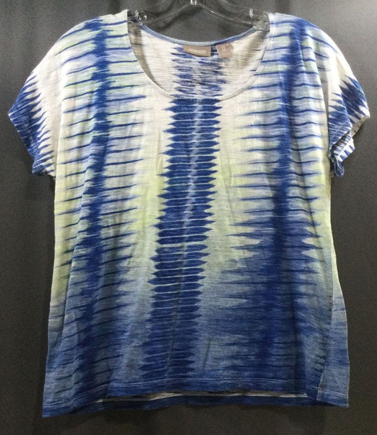 Chico's Blue and White Tie-Dye T-shirt - Size 0 - Ladies