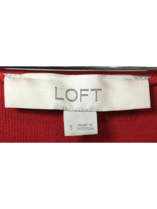 LOFT Women's Red V-Neck Sweater Long Sleeve - Size S - Small