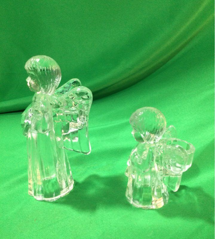 Clear Glass Angels Candle Holders