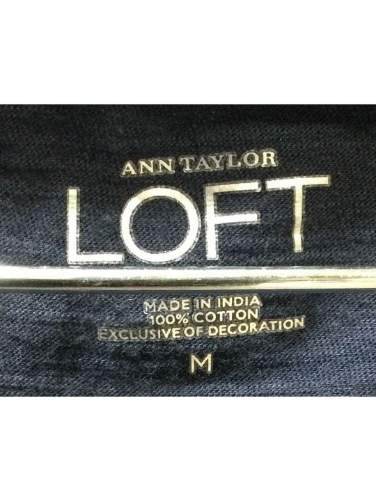 Ann Taylor Loft Navy Blue Flower T-shirt - Size Medium - Ladies