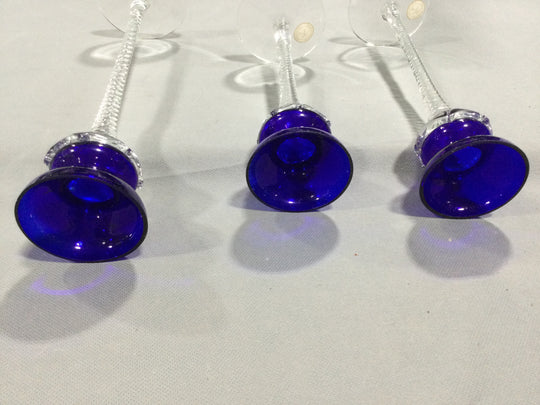 Blue Glass Candle Holder Set of 3