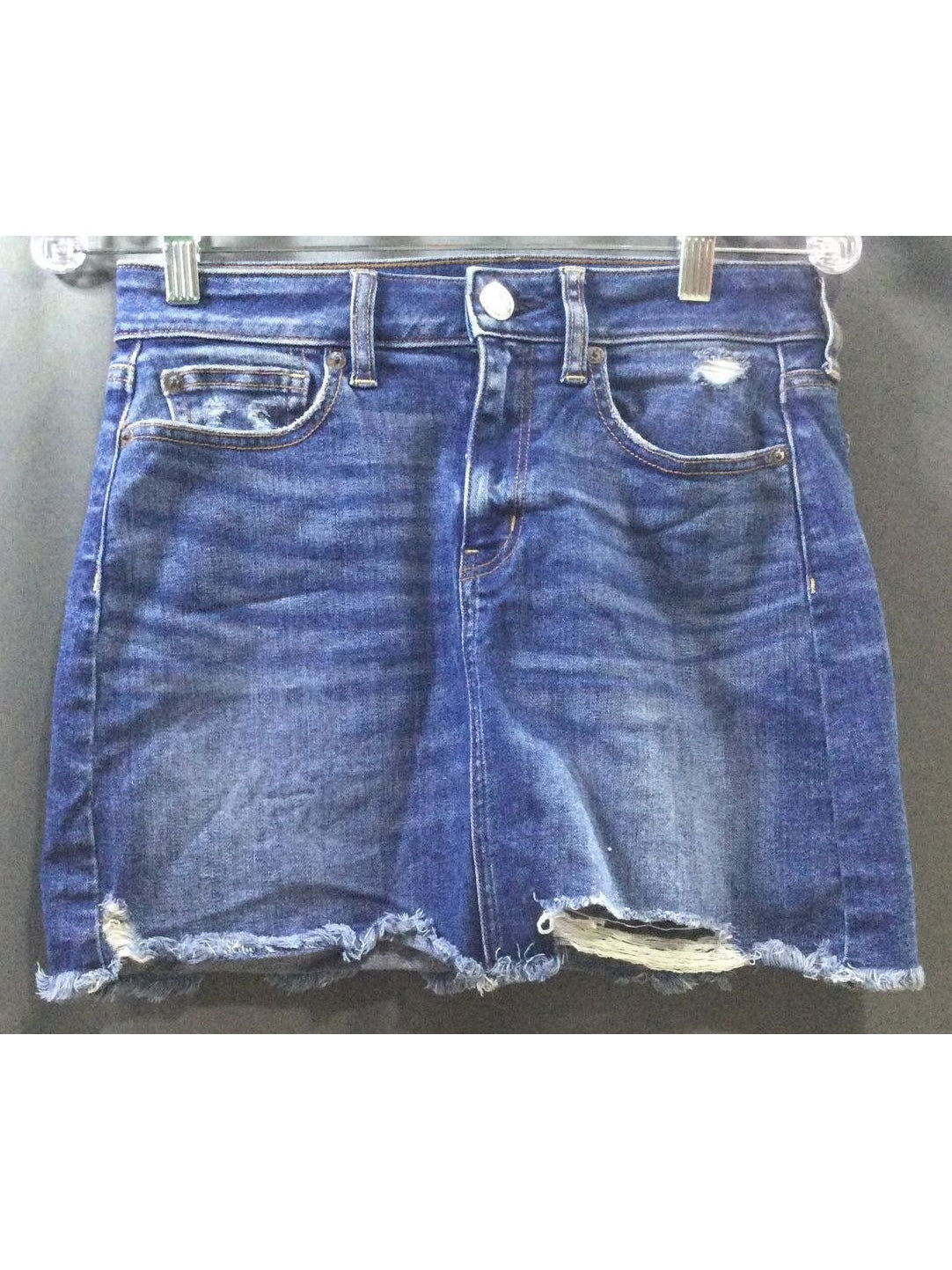 American Eagle Outfitters Blue with Ripped Bottom Hem Shorts - Size 4 - Ladies - The Kennedy Collective Thrift - 