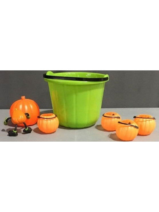 American Sales Co. Medium Plastic Orange And Green Pumpkin Halloween Combo - The Kennedy Collective Thrift - 