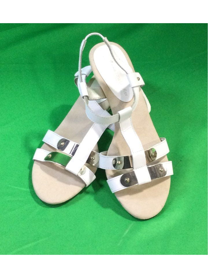 Anne Klein - IFlex White Solid Strappy Small Heels Women 6.5 - The Kennedy Collective Thrift - 