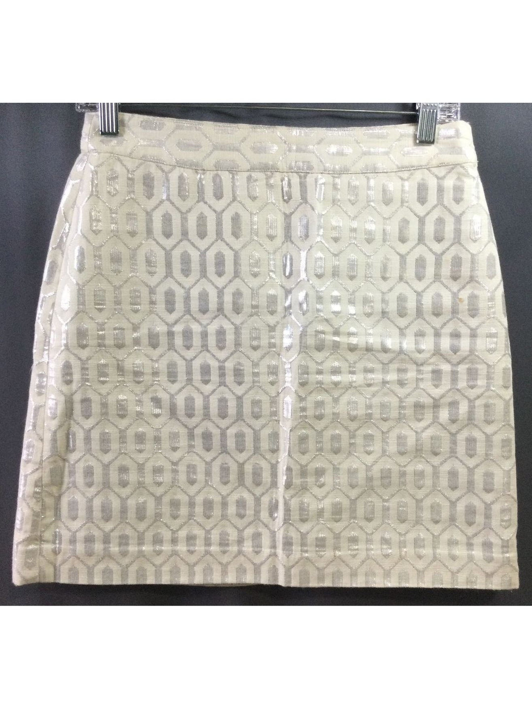 Banana Republic White with Silver Diamond Design Skirt - Size 4 - Ladies - The Kennedy Collective Thrift - 